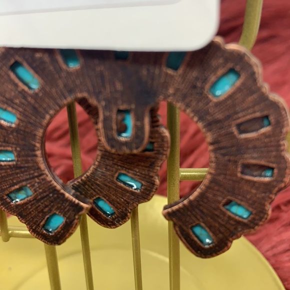 Western Turquoise and Copper Fishhook Earrings NWT - Picture 8 of 8